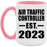 Air Traffic Controller Established EST. 2023 - 15oz Accent Mug Pink