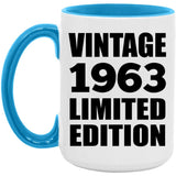 61st Birthday Vintage 1963 Limited Edition - 15oz Accent Mug Blue
