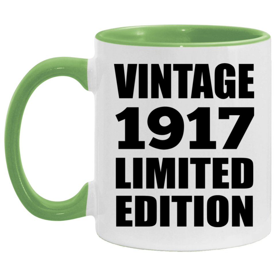 107th Birthday Vintage 1917 Limited Edition - 11oz Accent Mug Green