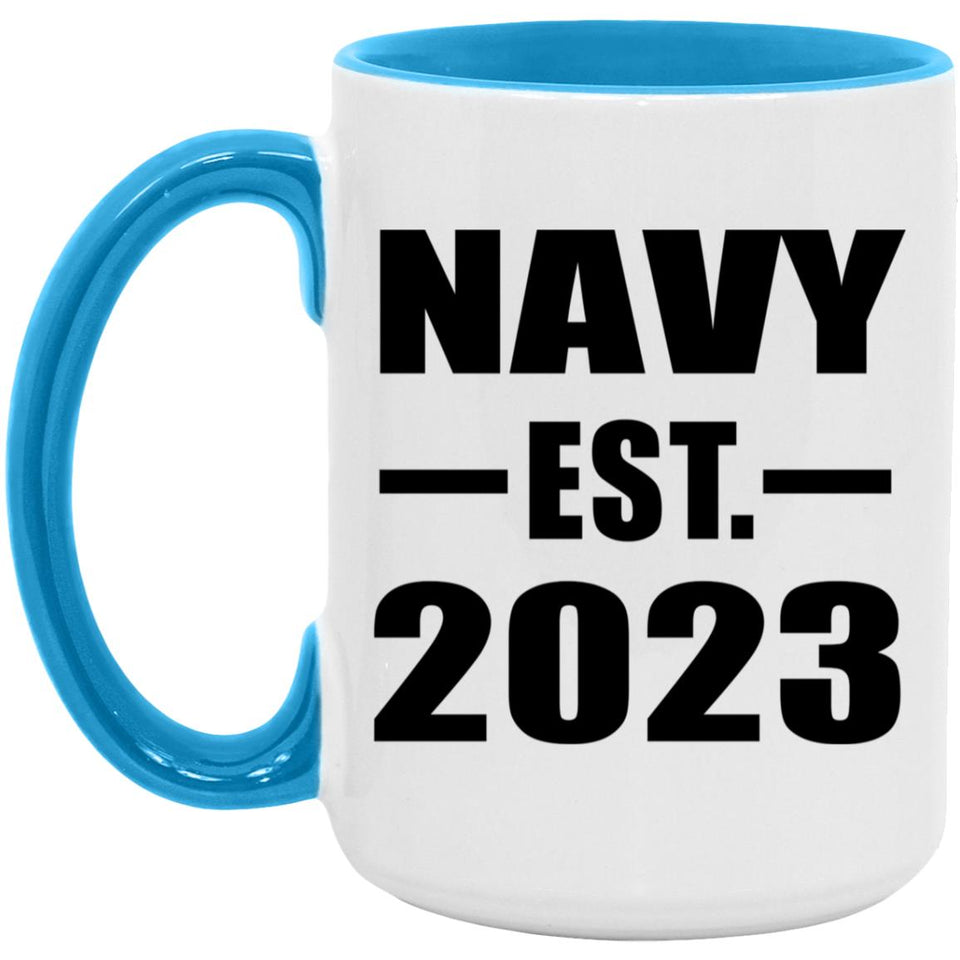 Navy Established EST. 2023 - 15oz Accent Mug Blue