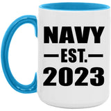 Navy Established EST. 2023 - 15oz Accent Mug Blue