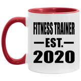 Fitness Trainer Established EST. 2020 - 11oz Accent Mug Red