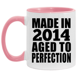10th Birthday Made In 2014 Aged to Perfection - 11oz Accent Mug Pink