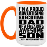 Proud Advertising Executive Dad Of Awesome Son - 15oz Accent Mug Orange
