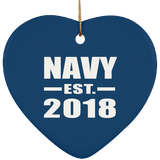 Navy Established EST. 2018 - Heart Ornament