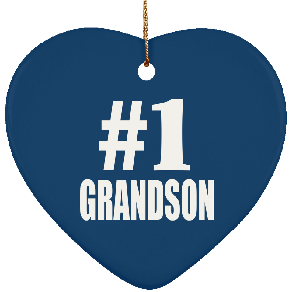 Number One #1 Grandson - Heart Ornament
