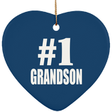 Number One #1 Grandson - Heart Ornament