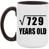 27th Birthday Square Root of 729 Years Old - 15oz Accent Mug Black