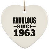 61st Birthday Fabulous Since 1963 - Heart Ornament