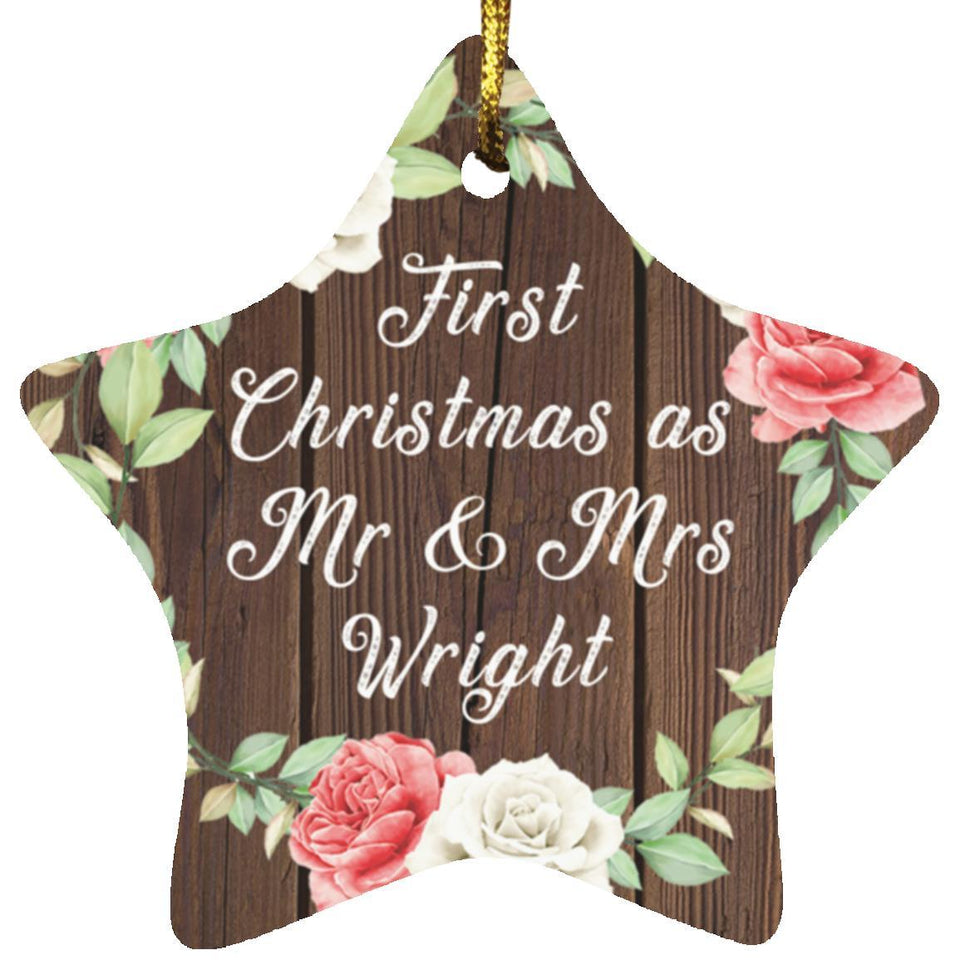 First Christmas As Mr & Mrs Wright - Star Ornament A
