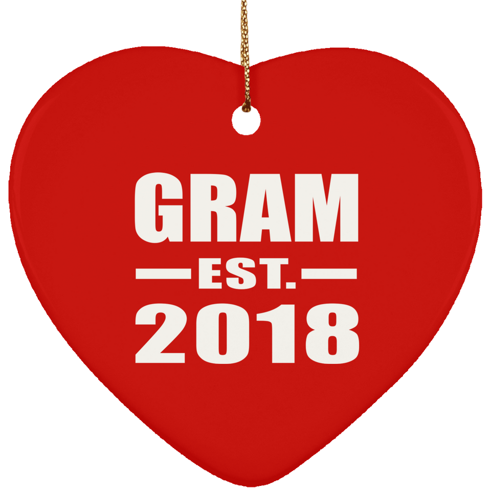 Gram Established EST. 2018 - Heart Ornament