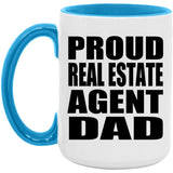 Proud Real Estate Agent Dad - 15oz Accent Mug Blue