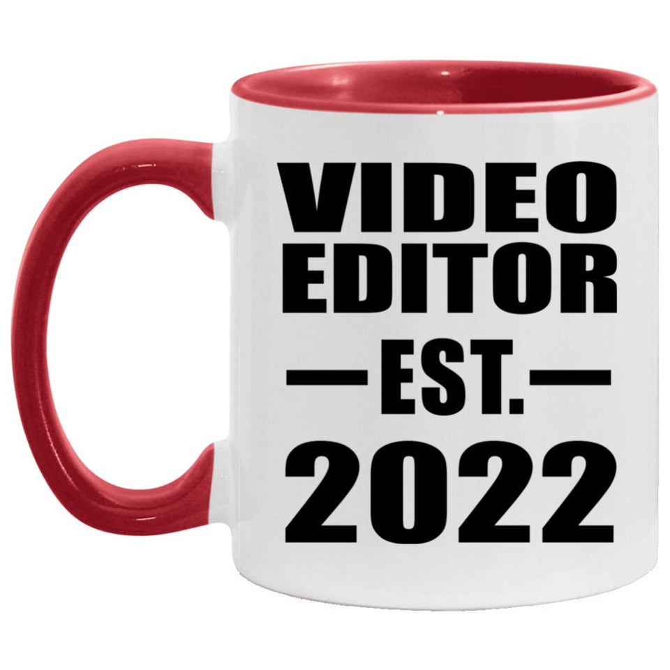 Video Editor Established EST. 2022 - 11oz Accent Mug Red