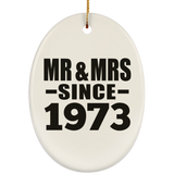 51st Anniversary Mr & Mrs Since 1973 - Oval Ornament