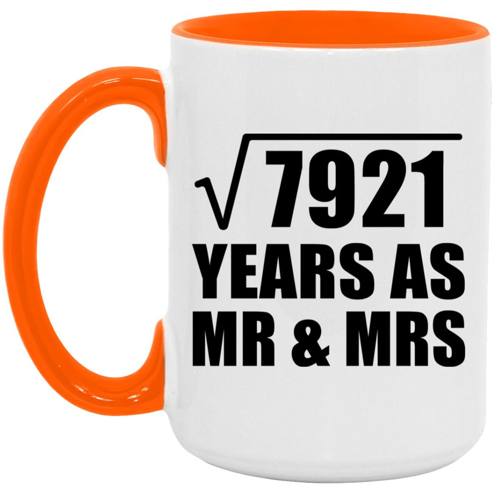 89th Anniversary Square Root of 7921 Years As Mr & Mrs - 15oz Accent Mug Orange