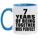 7th Anniversary 7 Years Of Being Mrs Perfect - 11oz Accent Mug Blue