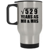 23rd Anniversary Square Root of 529 Years As Mr & Mrs - Silver Travel Mug