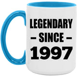 27th Birthday Legendary Since 1997 - 15oz Accent Mug Blue