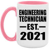 Engineering Technician Established EST. 2021 - 15oz Accent Mug Pink