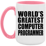 World's Greatest Computer Programmer - 15oz Accent Mug Pink