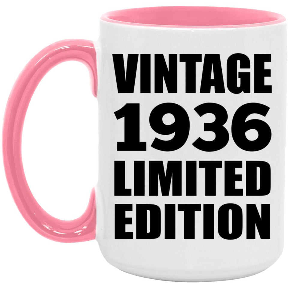 88th Birthday Vintage 1936 Limited Edition - 15oz Accent Mug Pink