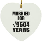 98th Anniversary Married For Square Root of 9604 Years - Heart Ornament