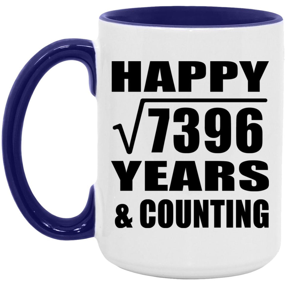 Happy 86th Anniversary Square Root of 7396 Years & Counting - 15oz Accent Mug Purple