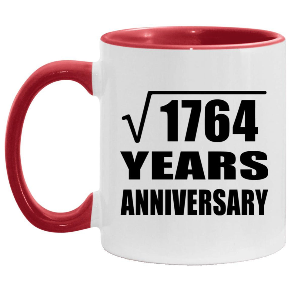 42nd Anniversary Square Root of 1764 Years Anniversary - 11oz Accent Mug Red
