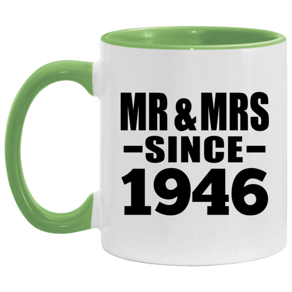 78th Anniversary Mr & Mrs Since 1946 - 11oz Accent Mug Green
