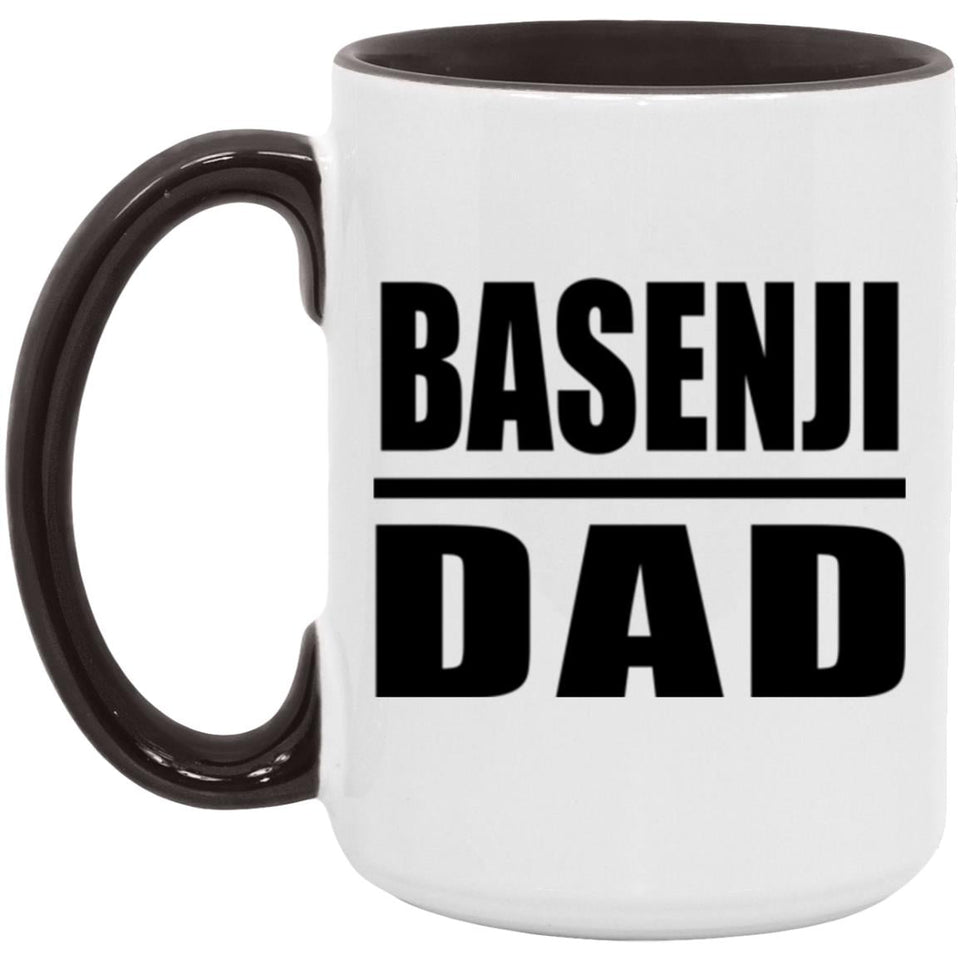 Basenji Dad - 15oz Accent Mug Black