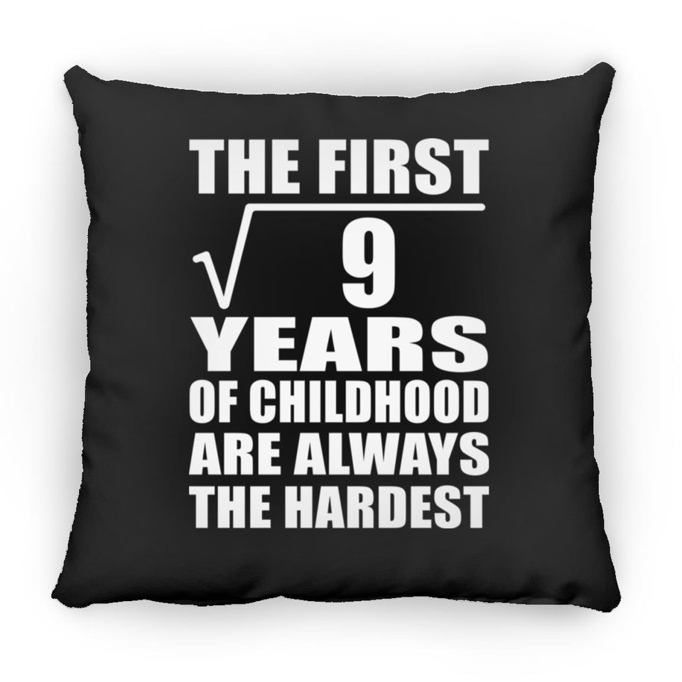 3rd Birthday Square Root of 9 Years of Childhood - Throw Pillow Black