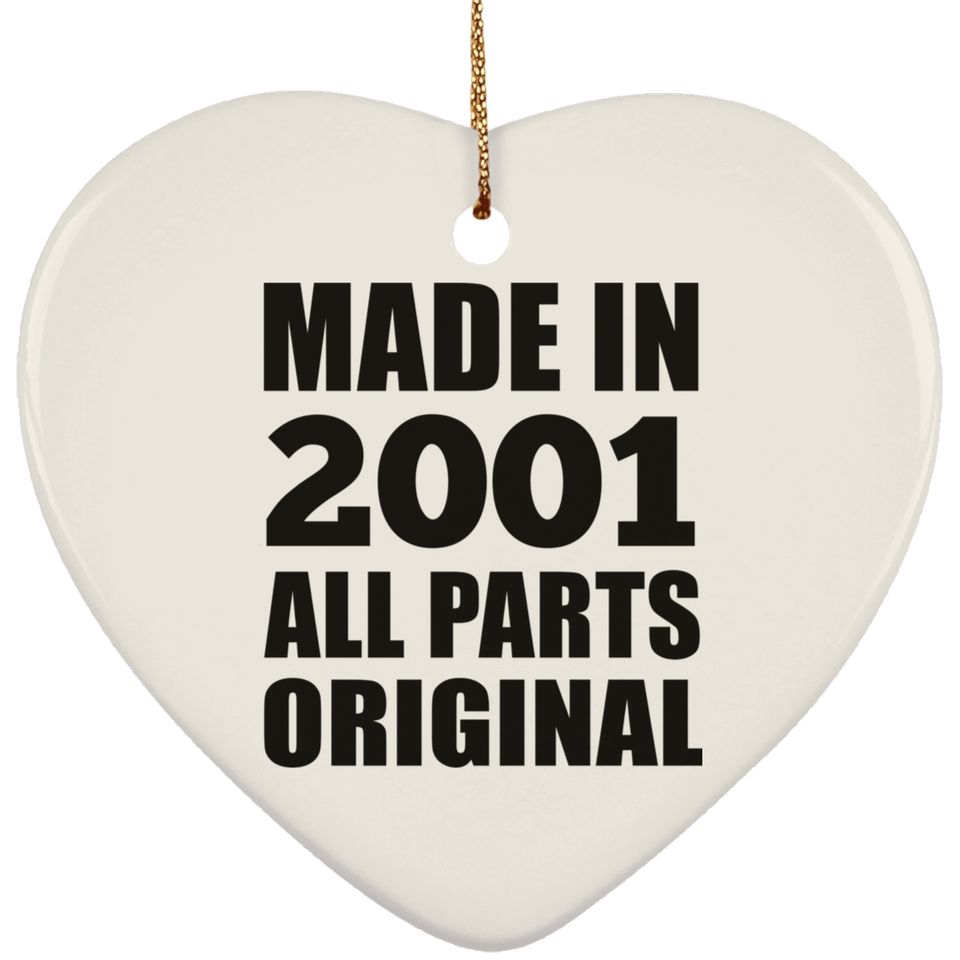 23rd Birthday Made in 2001 All Parts Original - Heart Ornament