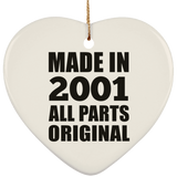 23rd Birthday Made in 2001 All Parts Original - Heart Ornament