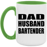 Dad Husband Bartender - 15oz Accent Mug Green