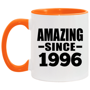 28th Birthday Amazing Since 1996 - 11oz Accent Mug Orange