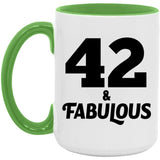 42nd Birthday 42 & Fabulous - 15oz Accent Mug Green