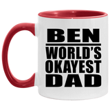 Ben World's Okayest Dad - 11oz Accent Mug Red