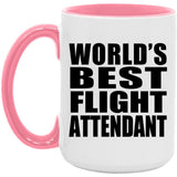World's Best Flight Attendant - 15oz Accent Mug Pink
