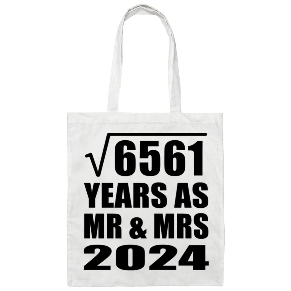 81st Anniversary Square Root of 6561 Years As Mr & Mrs 2024 - Tote Bag White