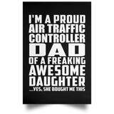 Proud Air Traffic Controller Dad Of Awesome Daughter - Poster Portrait