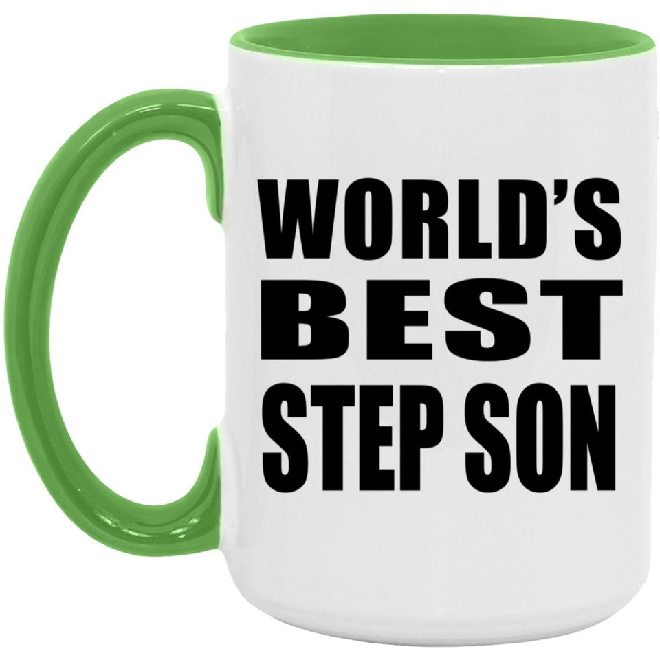 World's Best Step Son - 15oz Accent Mug Green