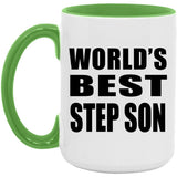 World's Best Step Son - 15oz Accent Mug Green