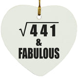 21st Birthday Square Root of 441 & Fabulous - Heart Ornament