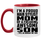 Proud Hair Stylist Mom Of Awesome Son - 11oz Accent Mug Red