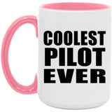 Coolest Pilot Ever - 15oz Accent Mug Pink
