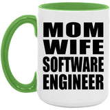 Mom Wife Software Engineer - 15oz Accent Mug Green