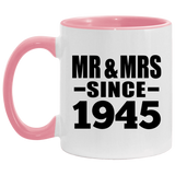 79th Anniversary Mr & Mrs Since 1945 - 11oz Accent Mug Pink