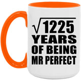 35th Anniversary Square Root of 1225 Years of Mr Perfect - 15oz Accent Mug Orange