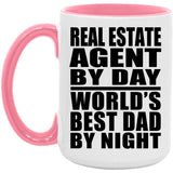 Real Estate Agent By Day World's Best Dad By Night - 15oz Accent Mug Pink