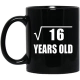 4th Birthday Square Root of 16 Years Old - 11oz Coffee Mug Black